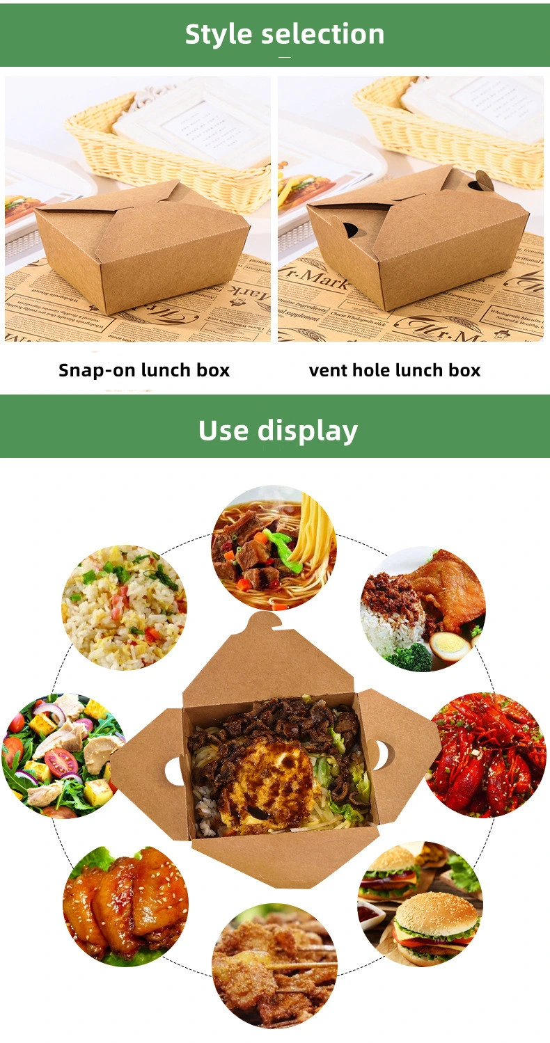 Custom Printed Eco Biodegradable Fried Chicken French Fries Hamburger to Go Takeaway Food Packaging Brown Craft Paper Box